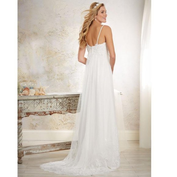 Modern Vintage Hi Lo Lace Wedding Dress Boho - Picture 2 of 13